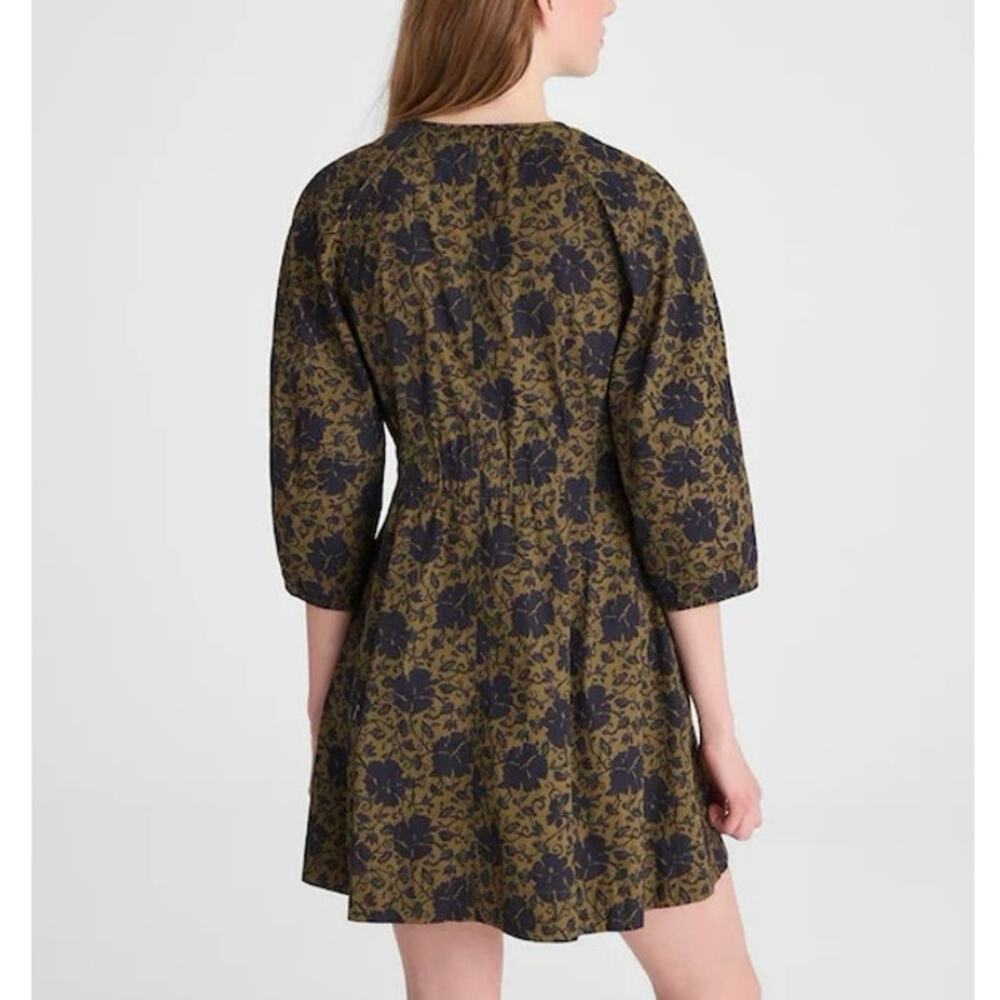 NWT Madewell Sculptural-Sleeve Pleated Poplin Mini Dress Chateau Olive Size 4 - Picture 2 of 10